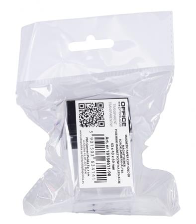 Gemkapocstartó, mágneses, négyszögletű, OFFICE PRODUCTS, átlátszó-fekete